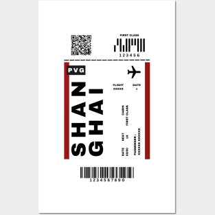 Shanghai Boarding Pass China Flight Destination Ticket Posters and Art